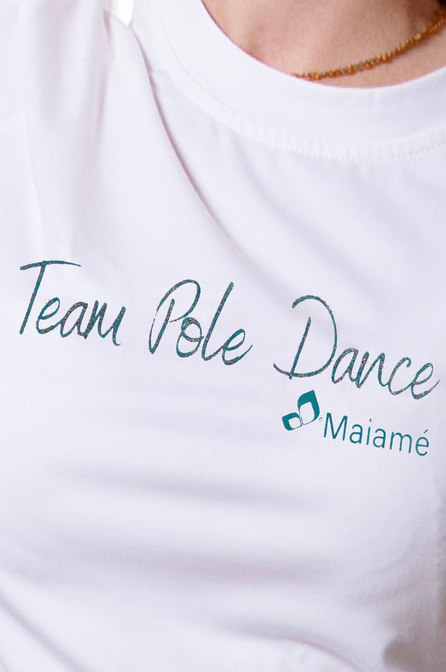 T-shirt écriture paillettes Team Pole Dance