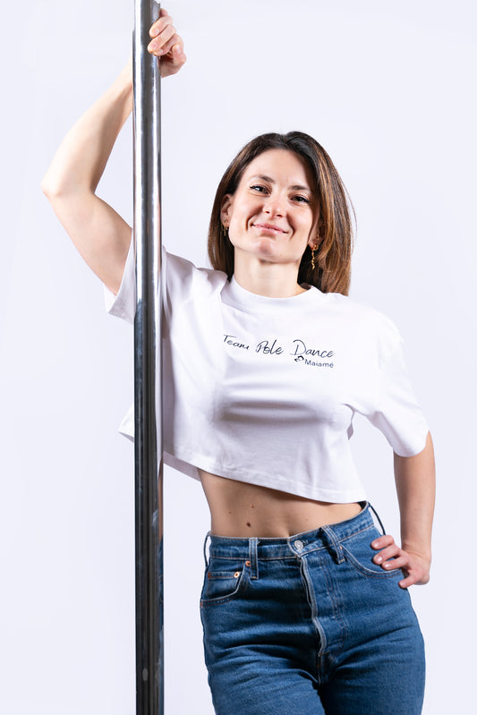 Crop-top blanc Team Pole Dance Maiamé Polewear