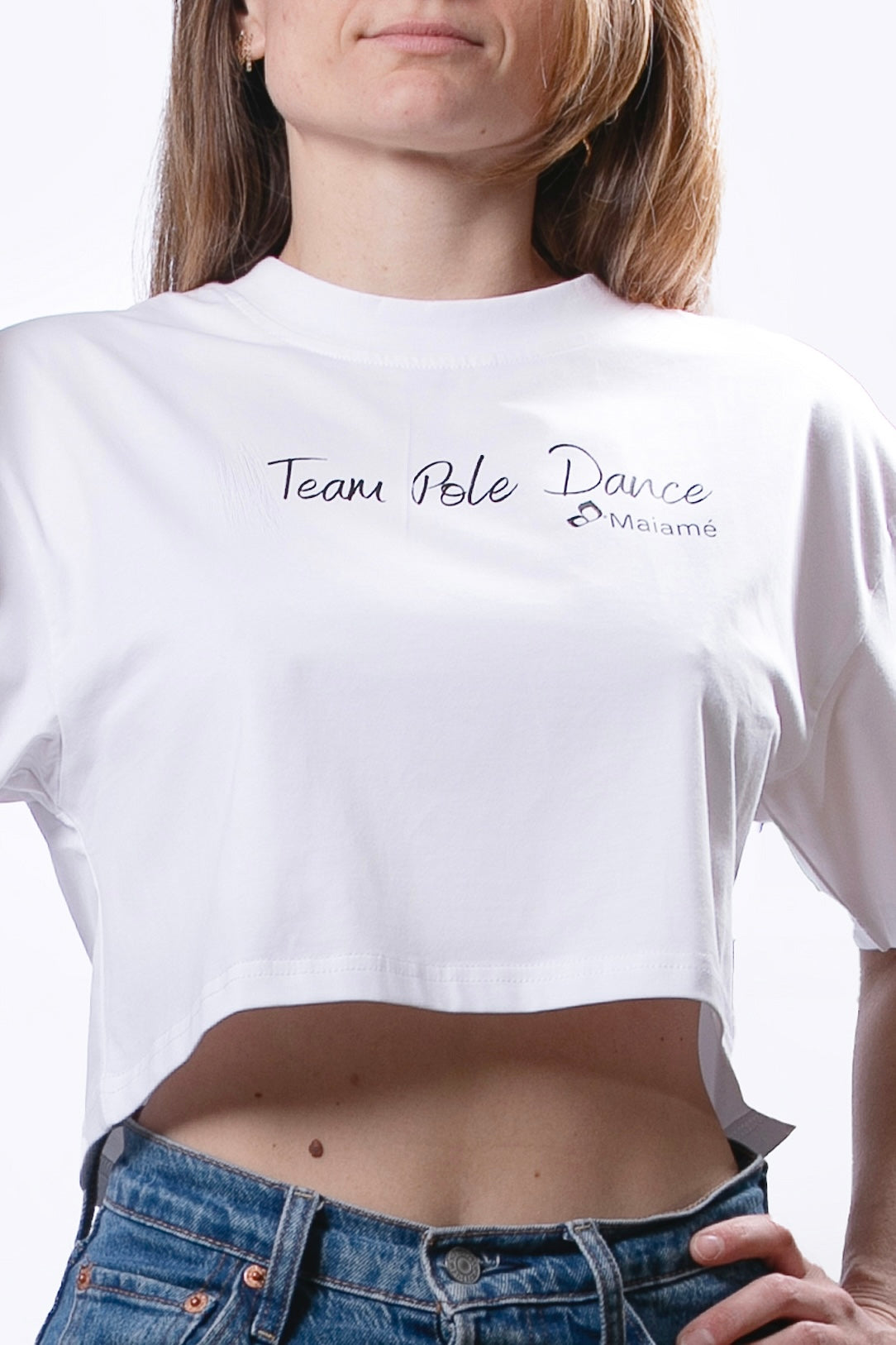 Crop-top blanc Team Pole Dance Maiamé Polewear