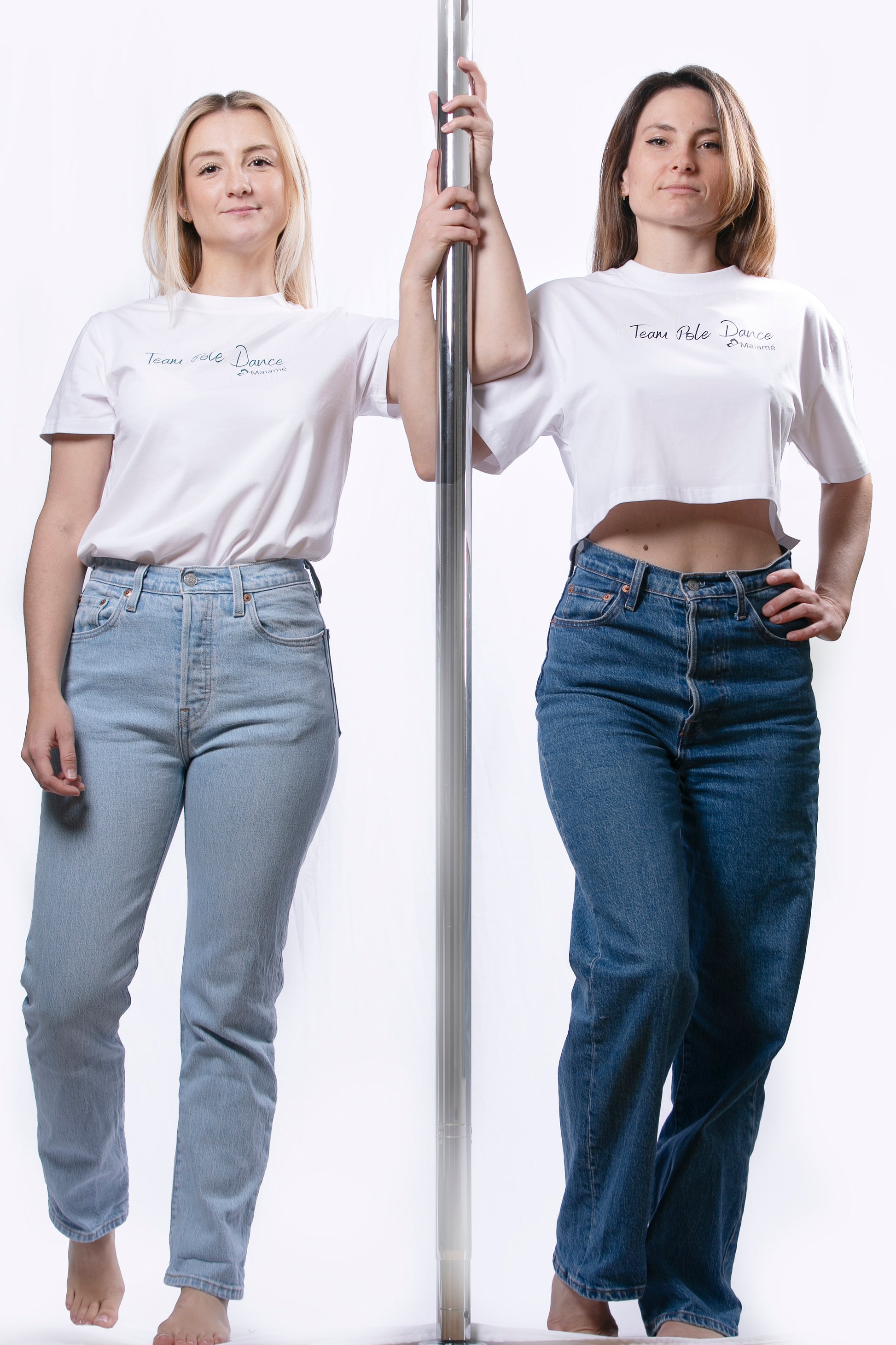 Crop-top et t-shirt blanc Team Pole Dance Maiamé Polewear