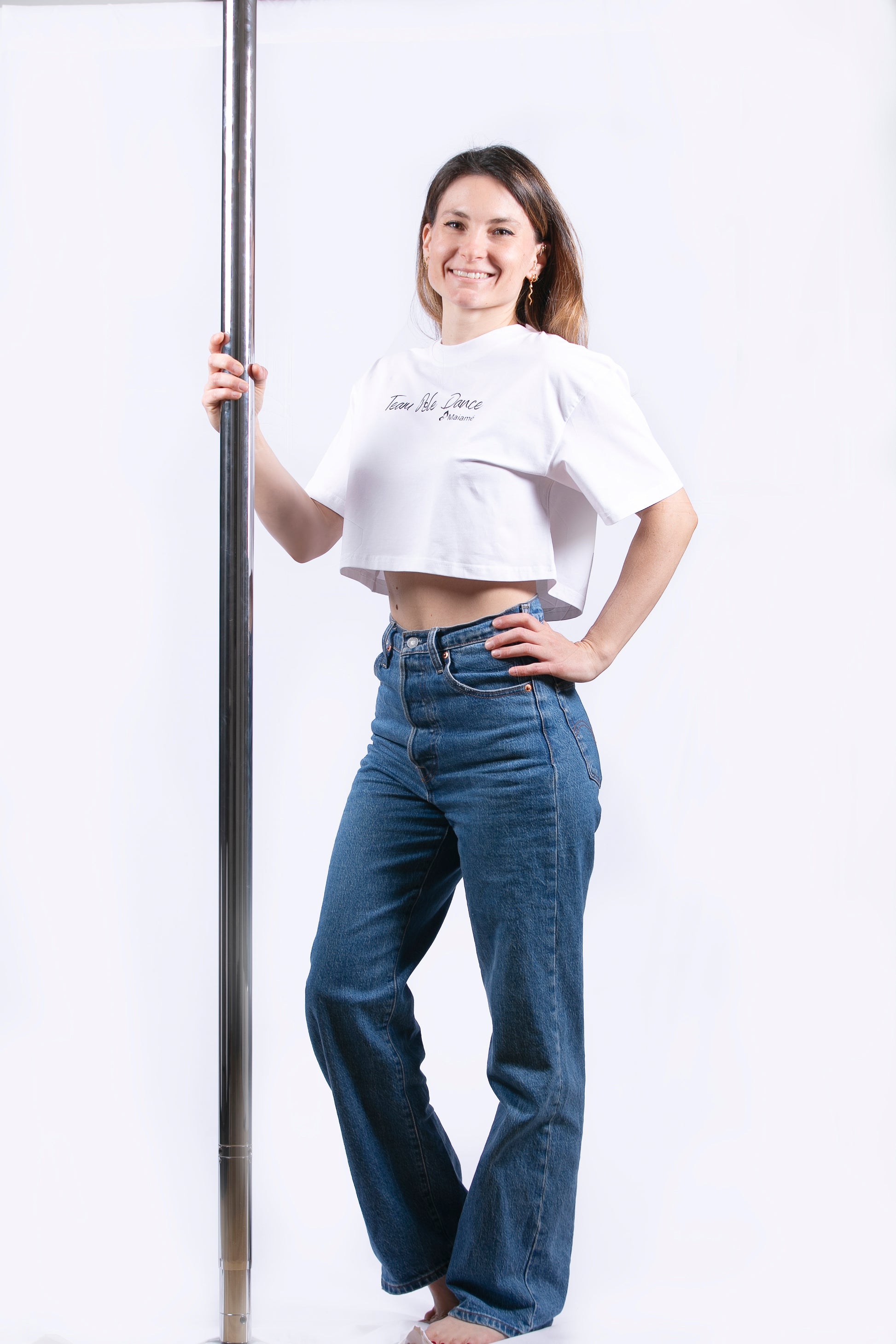 Crop-top blanc Team Pole Dance Maiamé Polewear